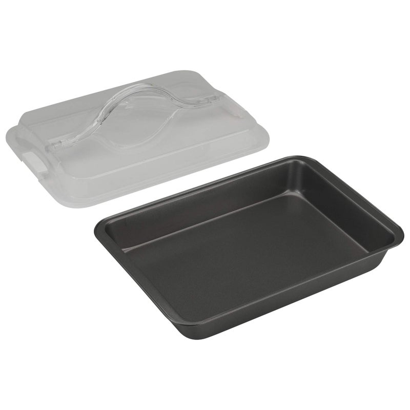 GoodCook Everyday Nonstick Steel Bake-N-Take Oblong Pan, 9" x 13" with Lid, Gray - Image 4